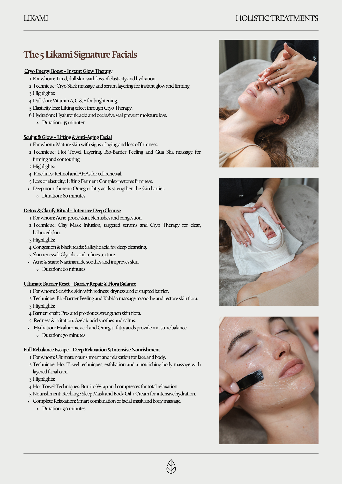 Overview 5 signature treatments EN